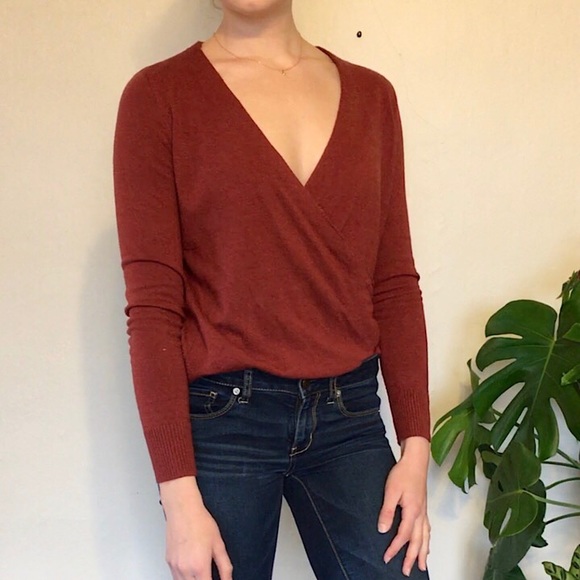 Classy Wrap Sweater in Maroon - Picture 2 of 6